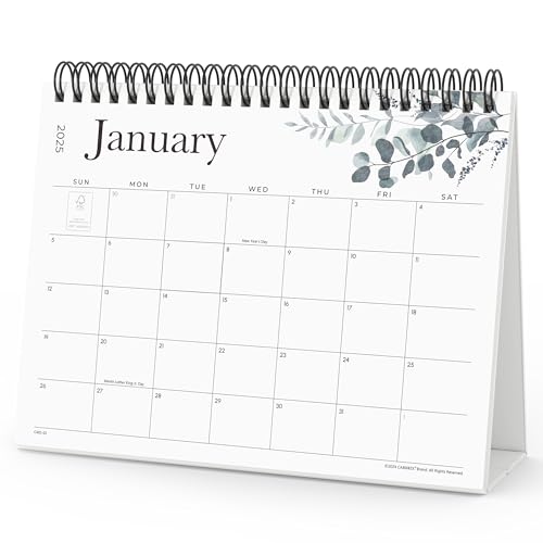 Calendário de mesa pequeno 2025, calendário de mesa dobrável Cabbrix para 18 meses de janeiro de 202