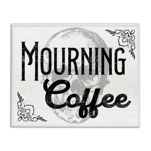 Mourning Coffee Skull Halloween, 24 x 30 Inch Framed Giclée Print