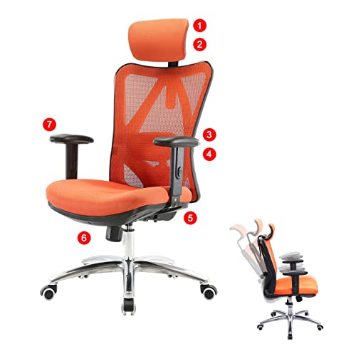 Mendler Bürostuhl HWC-J86, Schreibtischstuhl, ergonomisch, verstellbare Lordosenstütze 150kg belastbar - ohne Fußstütze, orange Mendler Bürostuhl HWC-J86, Schreibtischstuhl, ergonomisch, verstellbare Lordosenstütze 150kg belastbar - ohne Fußstütze, orange