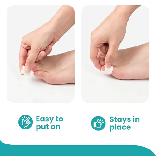 Image of Promifun Silicone Toe Protectors - 12 Pack Silicone Toe Sleeve for Hammer Toes, Corns, Calluses, Blisters - Soft Gel Toe Tube Pads for Pain Relief(Small Sizes, White)