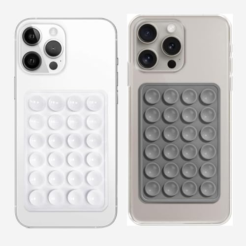 skysia Suction Phone Case – Anti-Slip Silicone Sticky Mount Pad for Hands-Free Grip | Works on Mirror, Shower, Dashboard | Multipurpose Mobile Holder for Selfies & Videos (White & Grey, Pack of 1)