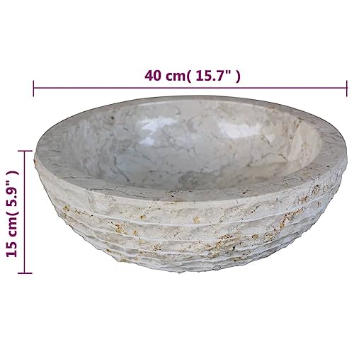 Lavabo rústico de mármol natural de 40 cm para baños pequeños 8