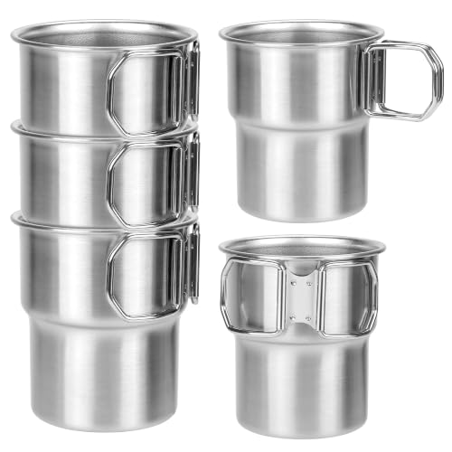Stainless-Steel-Camping-Cups-with-Handle-5-Pack-10-oz-Metal-Drinking-Cups Stainless Steel Camping Cups with Handle, 5 Pack 10 oz Metal Drinking Cups - Image 1