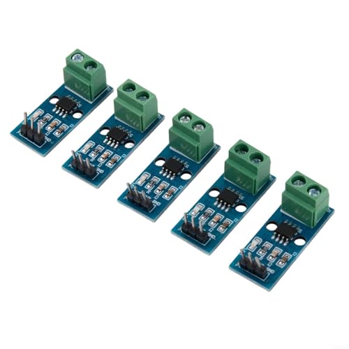ACS712 - Módulo de sensor de corriente, sensor de efecto Hall de rango 5A para detección de corriente CA/CC, paquete de 5 para kits de desarrollo y aplicaciones de control de motor