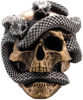 COPPERTIST.WU Skull &Snake Bead Charm for Bracelet & Necklace, Gothic Spacer Bead Pendant, Brass & 925 Sterling Silver, DIY Jewelry Making (1)
