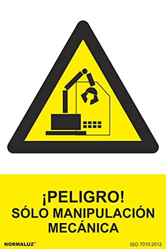 Normaluz Rd31047 - Señal ¡Peligro! Solo Manipulación Mecánica Pvc Glasspack 0,7 Mm 30X40 Cm Con Cte, Ripci