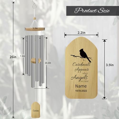Image of ASTARIN Personalized Wind Chimes Outdoor Large Deep Tone,Large Customized WindChimes for Outside Tuned Relaxing Soothing Low Bass,Memorial Wind Chimes Sympathy for Mom Dad