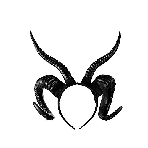 Sungpunet Halloween-Haar-Zusatz Kreative Schafe Horn Form Kopfbedeckung handgemachte DIY Props tragbare Haarband Cosplay Zubehör Dämon Das Böse Stirnband 1Set Schwarz