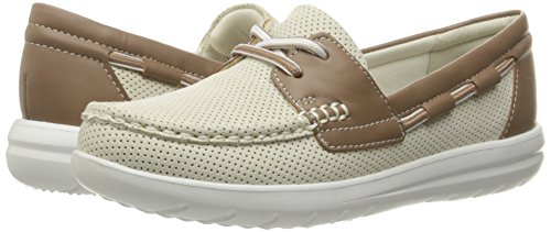 Clarks Women's Jocolin Vista Boat Shoe, Off White Perforated Textile, 5 Medium US