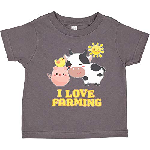 inktastic I Love Farming- Farm Animals Toddler T-Shirt 5-6 Charcoal 2fbcc