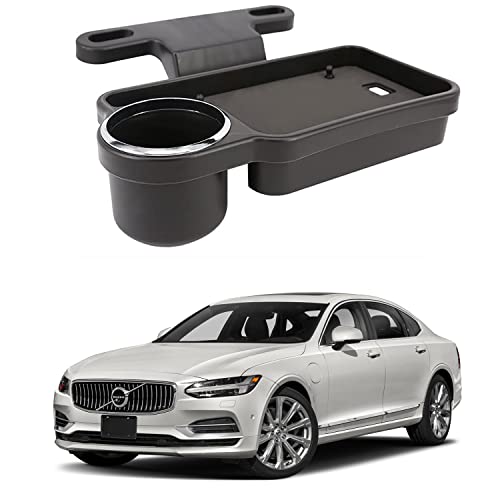 Image of Oshotto (FT-04) Foldable Car Auto Headrest Rear Back Seat Table Drink Food Cup Tray Holder Compatible with Volvo S-90 - Black