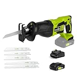 SnapFresh 20V Cordless Reciprocating Saw –3000 SPM, Variable Speed Trigger, Tool-Free Blade Change, LED Light, Lightweight & Compact for Wood, Metal, Plastic, 2.0Ah Battery & Fast Charger Included