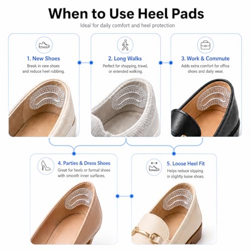 Stop Heel Slip & Blisters - Heel Grips Liner Cushions, 2 Pairs (4 Pack) - image 2