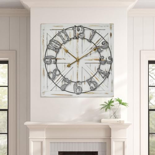 Large Farmhouse Wall Clock – 24 Inch Square Rustic Wooden Clock with Decorative Reversible Wooden Sign, Perfect for Any Space and Ideal Gift - Image 3
