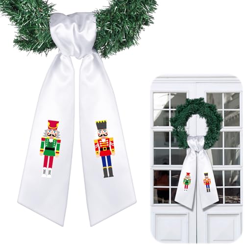 CraftyDream Christmas Wreath Sash for Front Door Nutcracker Home Decor
