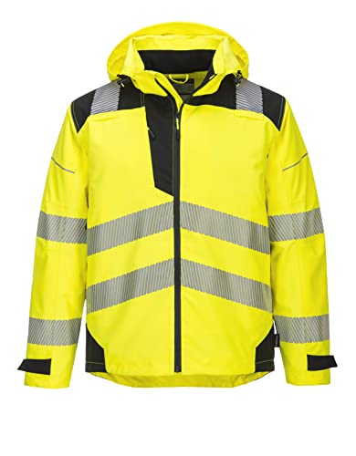 Portwest Pw360 Men's Premium Hi Vis Reflective Waterproof Safety Jacket Yellow/Black, Large #TOP11