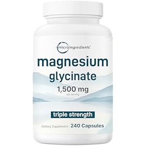 Triple Strength Magnesium Glycinate 1,500mg Per Serving, 240 Capsules | 500mg Per Capsule | Easily Absorbed Chelated Magnesium + Elemental Form | Healthy Muscle, Bones, & Mood Support | Non-