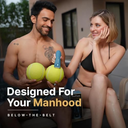 Image of MENHOOD Trimmer 1.0 Pro Blue Edition Waterproof Manscaping Body Ball Groin Trimmer for Men Type-C Wireless Charge LED Spotlight 150 Min Runtime Ceramic Blade IPX7