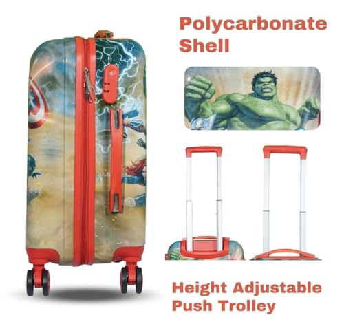 Image of ADSON Abs Kids Trolley 360 Rotating Luggage 360 Degree Wheels Avengers Non-Breakable 20 Inch Kids Hardsided Suitcase with 4 Wheels, 360 Degree Wheel Travel Trolley Bag (Design 21)