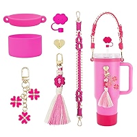 Morla Accessories Set For Stanley & Simple Modern Tumblers - Paracord Handle, Boot, Straws, Tassel (Blue)