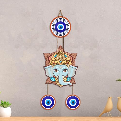Image of Artvibes Lord Ganesha Evil Eye Wall Hanging for Home Entrance | Spiritual Nazar Battu MDF Wall Decor | Vastu Decorative Wall Art for Living Room | Office | Temple & Main Door | Gift Item (WH 8552N)