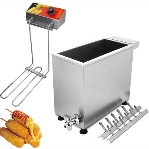 Corn Dog Machine Multi-function Hot dog Machine 3000W Commercial Automatic 25L Large Capacity Cheese Mozzarella Hot dog Sticks Fryer Electric Deep Korean Corn Dog Machine Snack Machines Maker