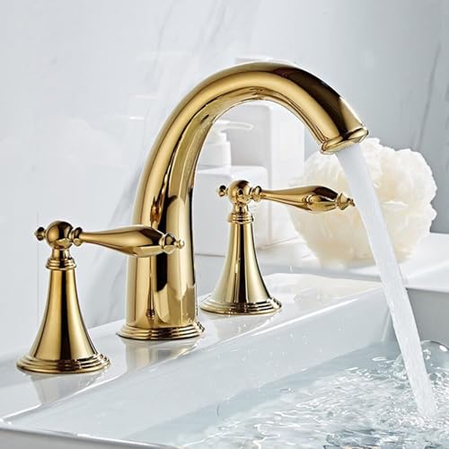 Grifo mezclador para cuenca de baño de 3 agujeros en latón cromado