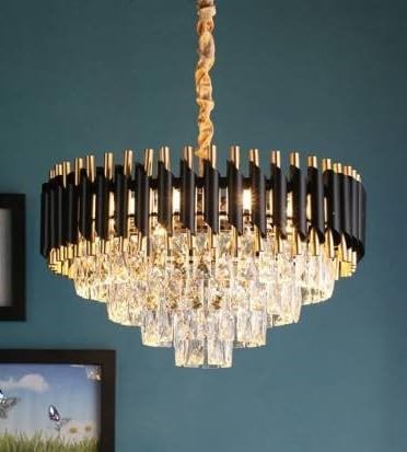 Image of 500 MM Black Crystal Chandelier Light For Living Room Bed Room Hall