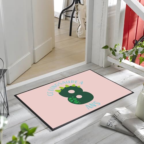 Paillasson rose dinosaure 8 ans pour stopper la saleté de la chambre de votre enfant - 5