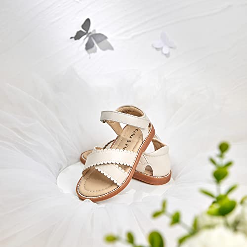 Image of Felix & Flora Toddler Girl Sandals -Flower Girl Dress Shoes Open Toe Little Kid Flats