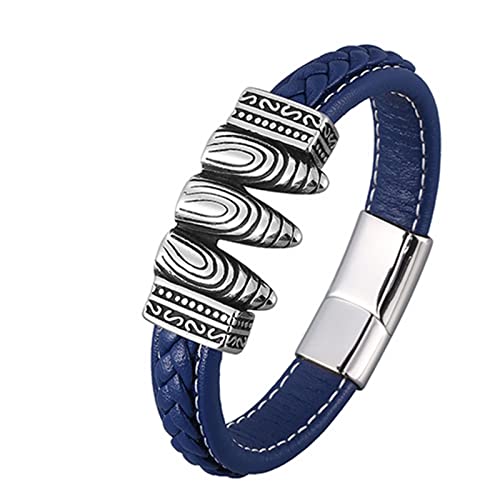 Dsnyu Mens Couple Bracelets, Silver Faux Leather Bracelets, 3 Bullet Matching Gothic Bracelets for Best Friends