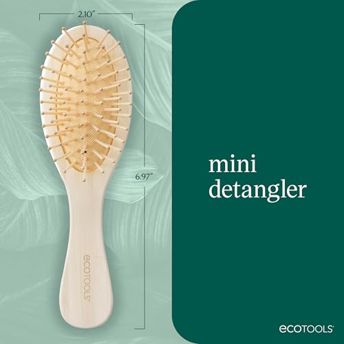 Image of EcoTools Mini Detangler Hairbrush, Brush For Wet Or Dry Hair, Heat Resistant, Mini Hairbrush Gently Detangles & Styles, Travel-Size Paddle Brush, Renewable Bamboo, Vegan & Cruelty-Free, 1 Count