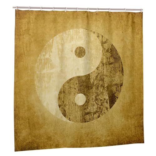 Rideau de douche polyester imprimé Yin Yang 183x183cm accessoires de bain - 3