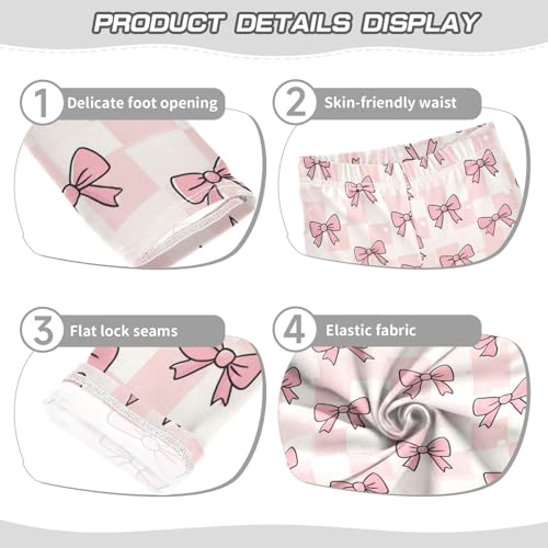 Vdsrup Girls Leggings Cartoon Pink Bow Lattice Kids Length Leggings Pants Toddler Athletic Soft Tights Trousers 4T3