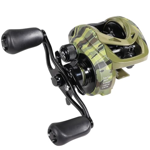 Sougayilang Max Baitcasting Moulinet de pêche 8.0:1 à haute vitesse en fibre de carbone 8,2 kg avec système de freinage magnétique pour la pêche en eau douce et salée MCR