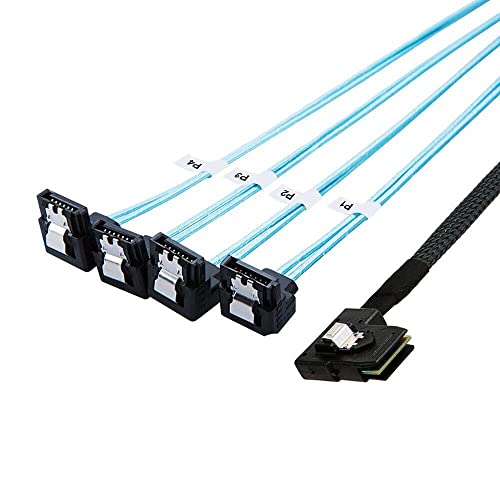 Câble Mini SAS SFF-8087 vers 4 SATA pour serveur informatique interne noir de 1m - 3
