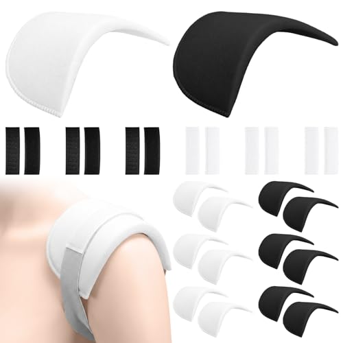 YQOPDEBD 6 Paar Schulterpolster Damen mit Klettband Selbsthaftende Schulterpolster für Damen und Herren Schulterpolster Set in Schwarz und Weiß mit 6 Klettbändern