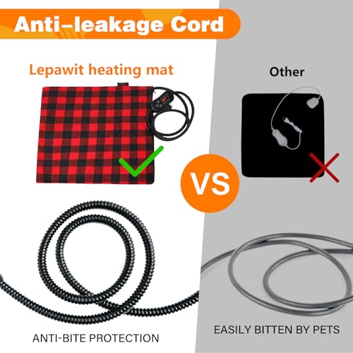 Lepawit Pet Heating Pad, Adjustable Emperature Heated Cat Bed With Timer, Outdoor Waterproof Heated Dog Bed With Anti-Chew Cord thumb #6