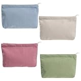 4 Pcs Neceser Mujer Maquillaje Viaje, Necessaire Mujer, Bolsa de Cosméticos de Viaje, Bolsa de Maquillaje Organizador de Tejido de Pana, Bolsa de Aseo Portátil, 19 x 12 x 3 cm