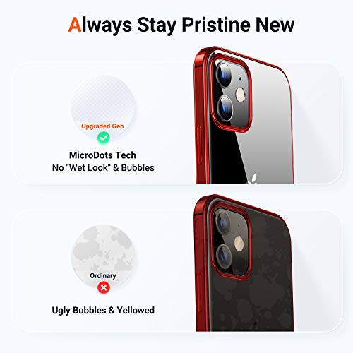 TORRAS Crystal Clear Compatible for iPhone 12 Mini Case, [Long Lasting Clarity] Slim Yet Shockproof Soft Silicone Sturdy Thin Phone Cases for iPhone 12 Mini 5.4 inch 2020 Release, Red — view 5