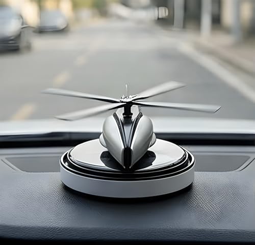 Image of Eltron Turbo Imported Glider Working On Solar Power Car Interior Accessories Decoration Rotating Fan Dashboard Aroma Organic Fragrance Car Perfume (Matt SIlver, Helicopter Silver)