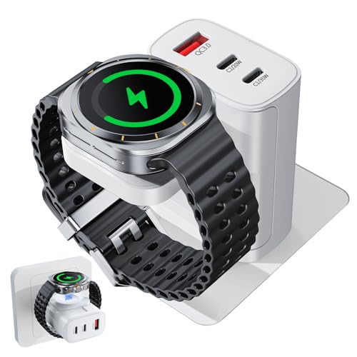 4 in 1 für Samsung Watch Ladegerät 40W USB C Ladegerät PD Schnellladegerät für Samsung Galaxy Watch 8 7 6 5 Pro 4 3 Classic Ultra 2025 Active 1 2 USB-C Fast Charger S25 Ultra S24 Ladestation(Weiß)