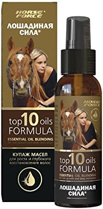 "Top 10 Oils Formula" Essential Oil Blend for Hair Growth & Deep Restoration, 3.38 oz/ 100 ml (Horse Force)