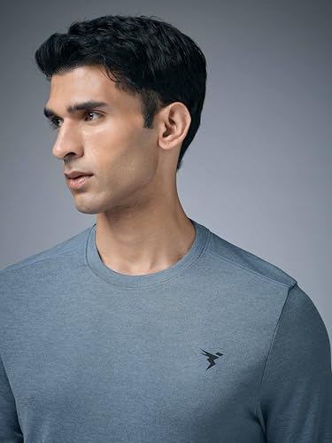Image of TECHNOSPORT Men's Slim Fit Full Sleeve Round Neck T-Shirt, Double Cool Quick Dry Moisture Wicking Stretchable Sports Gym and Casual Wear