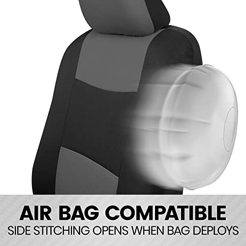 Bdk Polypro Car Seat Covers Full Set In Gray On Black – Front And Rear Split Bench Seat Covers For Cars, Easy To Install Car Seat Cover Set, Car Accessories For Auto Trucks Van Suv #TOP6