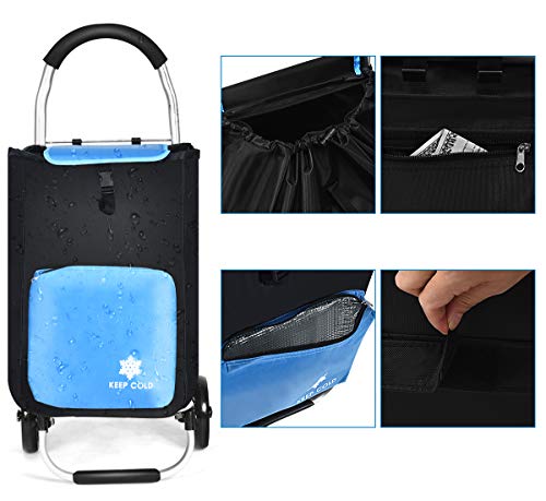 DREAMADE Multifunktionaler Einkaufstrolley, Einkaufswagen Einkaufsroller Klappbar, Marktroller Einkaufstasche auf Rollen… – Bild 6