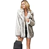 [もうほうきょう] 毛皮コート レディース ファーコート 厚手コート フェイクファー アウター ミドル丈コート 秋 冬 冬服 ジャケット 大きいサイズ S-9XL (写真色,S)