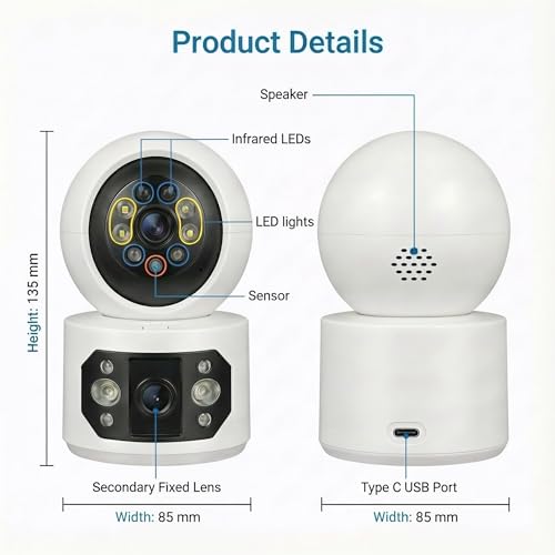 Image of Golens WC07K 6MP Dual-Lens WiFi Security Camera Outdoor, 360 PTZ, AI Human Detection, Color Night Vision, 5X Zoom, Two-Way Audio, Alarm Light, App Control