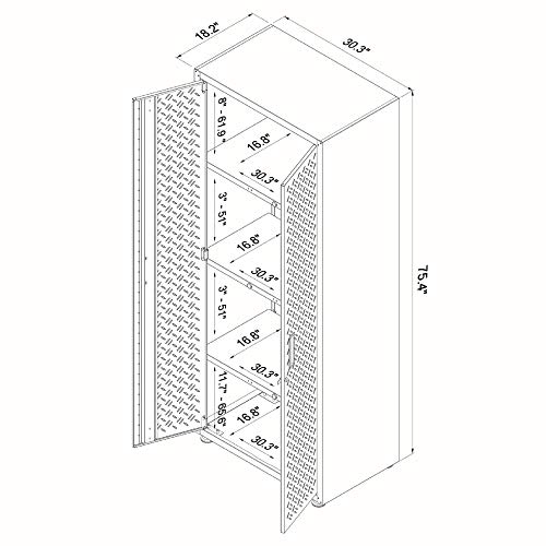 Image of Manhattan Comfort Fortress Standing Cabinet Storage, Black /Gray