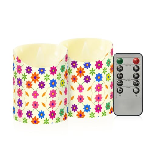 Velas sin llama decorativas de flores mexicanas como regalo navideño con temporizador